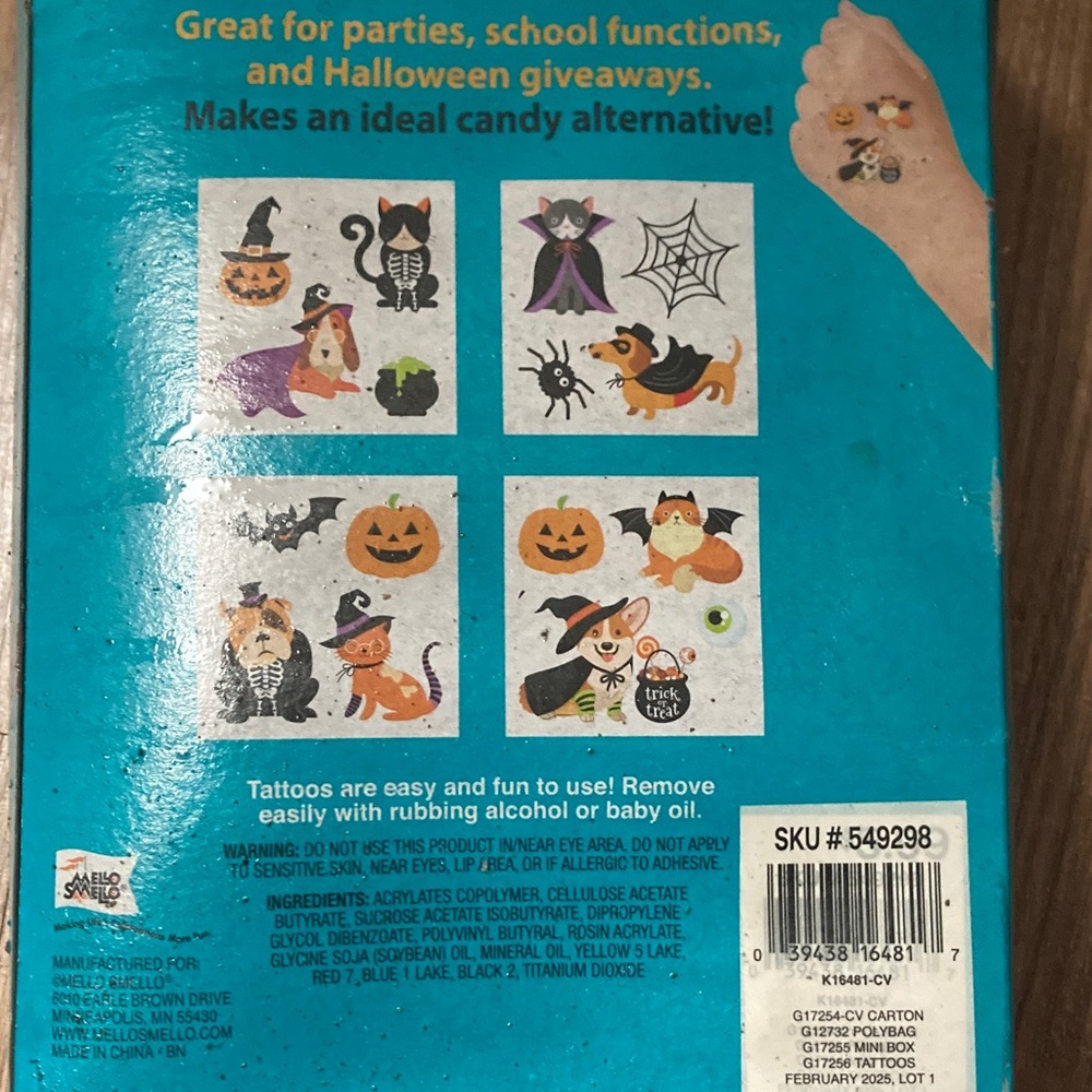 Kids Halloween Temporary Tattoo Set of 4